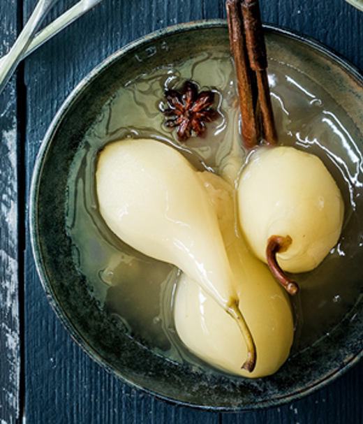 Witte kruidige stoofpeertjes 