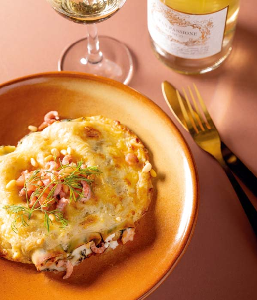 Canneloni met warmgerookte zalm en Hollandse garnaaltjes 