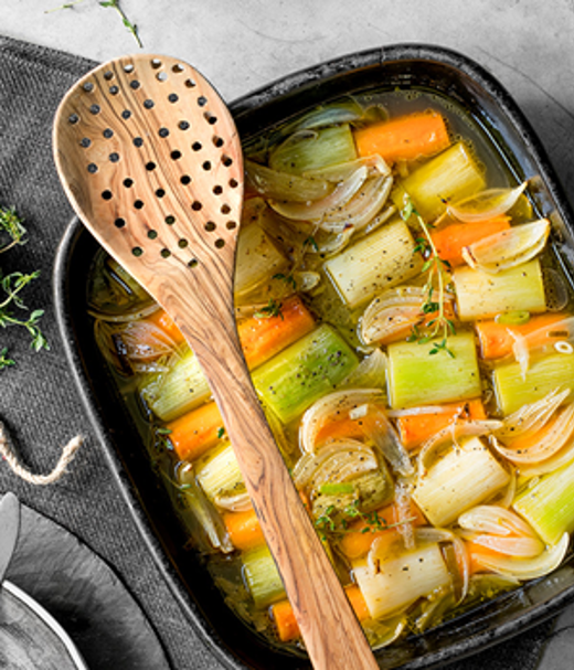 Gestoofde zoetzure prei & wortel 