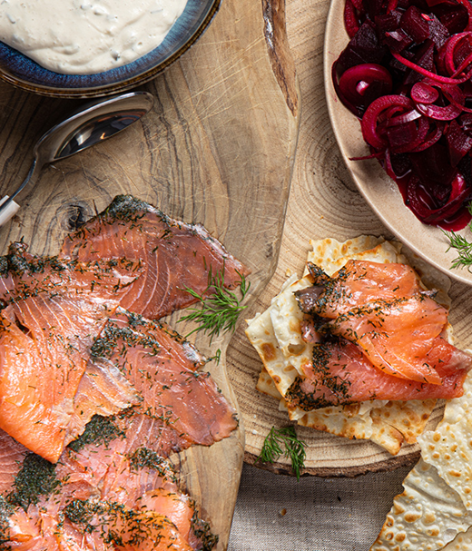 Wilde gravad lax met bieten-relish 