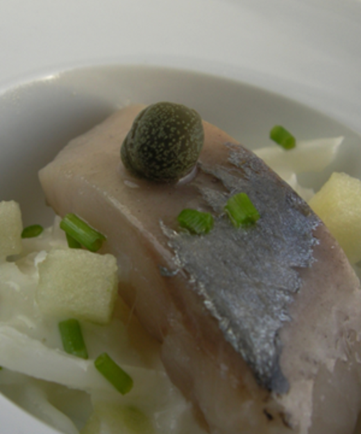 Haring met appel, knolselderij en bieslook